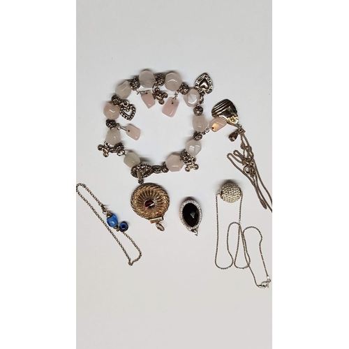 90 - Collection of Silver .925 Jewellery inc; Necklaces, Pendants and Bracelet with Natural Stones