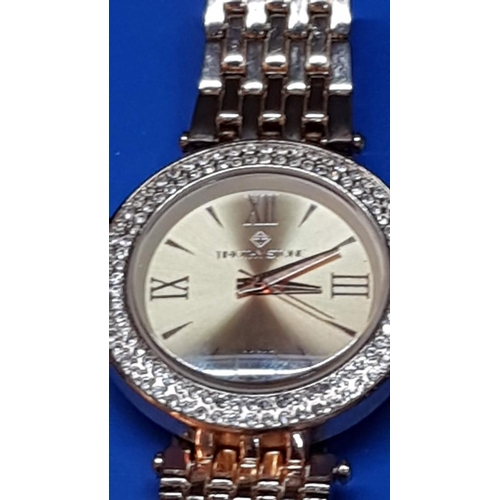 13 - Timothy Stone Fashion Wrist Watch with Gold Colour Bracelet Strap *New Battery Running when Loted*