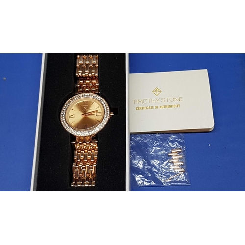 13 - Timothy Stone Fashion Wrist Watch with Gold Colour Bracelet Strap *New Battery Running when Loted*