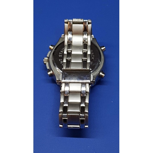 18 - Mats - Watch Stainless Steel (NO205) Day Date, Alarm, Dual Time, Stopwatch, Night Light on Bracelet ... 