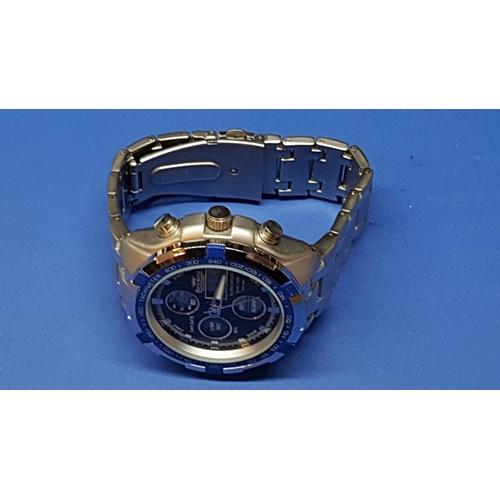 18 - Mats - Watch Stainless Steel (NO205) Day Date, Alarm, Dual Time, Stopwatch, Night Light on Bracelet ... 