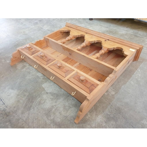 22 - Solid Pine Wall Hanging Display Unit with 4 - Drawers (90cm x 77cm x 15cm)