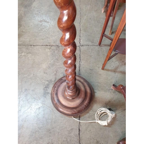 27 - Vintage (Floor Standing) Standard Lamp with Barley Twist Upstand and Fabric Shade