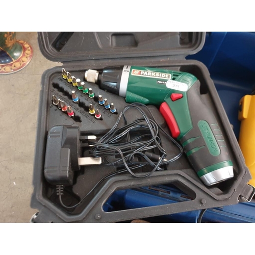 29 - Tool Box with Diamond 18V Cordless Drill, Black & Decker Drill, Parkside Electric Screw Driver & Oth... 