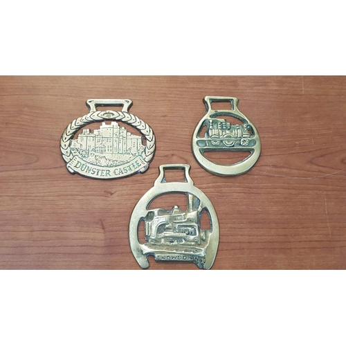 3 - Oversized Brass Reception Bell (Base Ø18cm) Together with Regular Size Bell and 3 x Horse Brasses (5... 