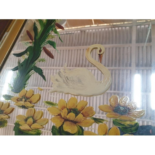 41 - 2 x Opposing Pair of Swan Mirrors in Wooden Frame (80cm x 50cm each)