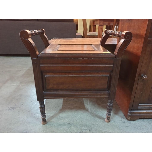42 - Vintage Commode Seat with Turned Handles & Legs (Missing Porcelain insert) 53cm x 39cm x 57cm)
