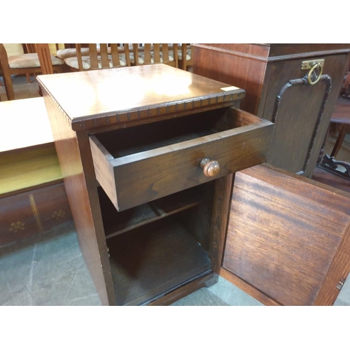 43 - Antique Pot Cabinet /  Bedside Unit with Cupboard & Drawer (39cm x 39cm x 66cm)