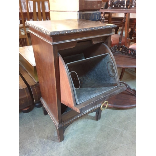 46 - Antique Coal Scuttles Purdonium with Pie Crust Top, Moulding on Pull Down Door with Lead Lining Cal ... 