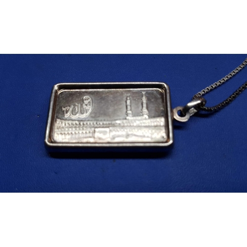 44 - Silver Chain with Silver Bar Pendant 