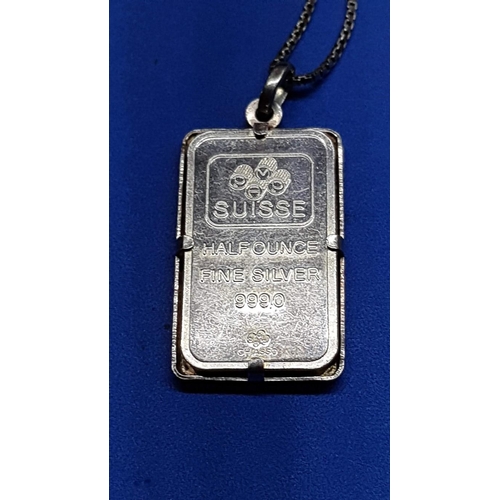 44 - Silver Chain with Silver Bar Pendant 
