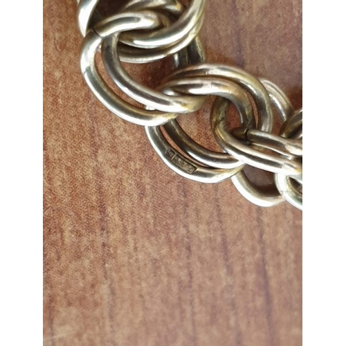 9 - 9ct Gold Double Link Charm Bracelet with Safety Chain, Complete with Collection of 9ct Gold (.375) C... 
