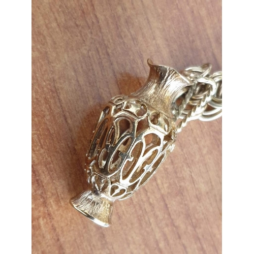 9 - 9ct Gold Double Link Charm Bracelet with Safety Chain, Complete with Collection of 9ct Gold (.375) C... 