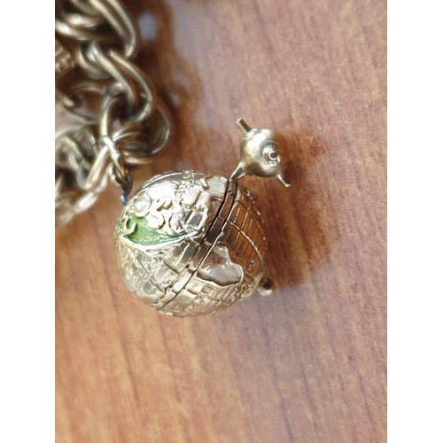 9 - 9ct Gold Double Link Charm Bracelet with Safety Chain, Complete with Collection of 9ct Gold (.375) C... 