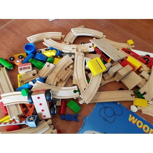 5 - Children's Wooden Train Set, Approx. 100pcs. Together with Wooden Car Park