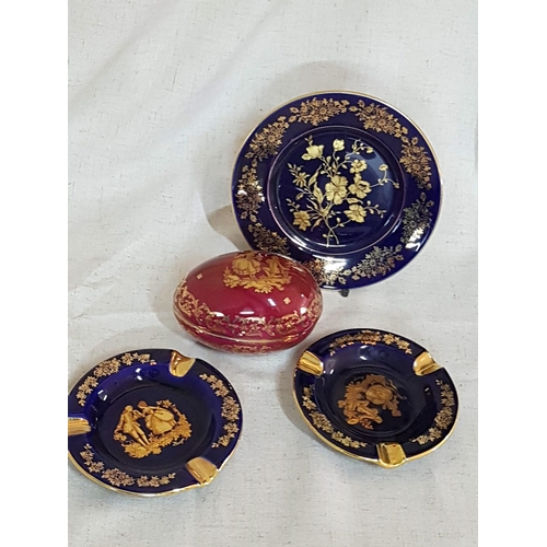 60 - Collection of Limoges inc; Small Sweet Plates, 2 x Matching Ashtray and Large Trinket Box