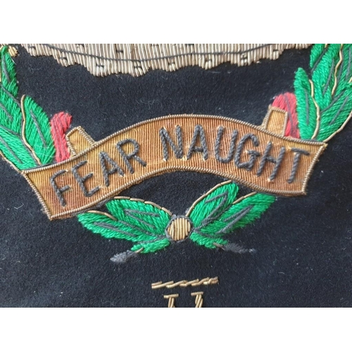 61 - Framed Embroidery of 'Fear Naught Tank Regiment' (British Army), Overall 30 x 35cm