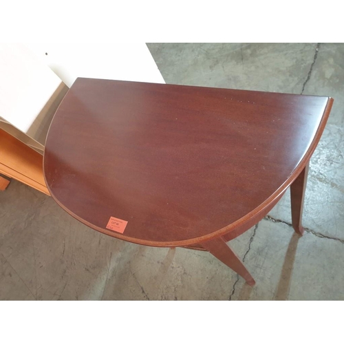 66 - Dark Wood Demi-Lune Hall Table with 2-Drawers