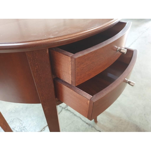 66 - Dark Wood Demi-Lune Hall Table with 2-Drawers