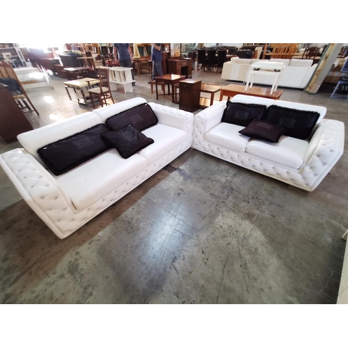 71 - Set of 2 - Seater & 3 - Seater in Leather and Diamante Design, Along with 3 - Seater Sofa Cushions e... 