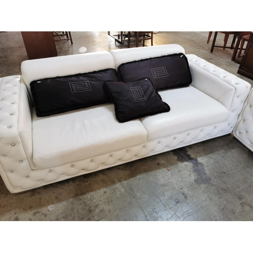 71 - Set of 2 - Seater & 3 - Seater in Leather and Diamante Design, Along with 3 - Seater Sofa Cushions e... 