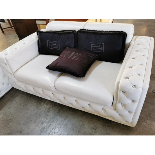 71 - Set of 2 - Seater & 3 - Seater in Leather and Diamante Design, Along with 3 - Seater Sofa Cushions e... 