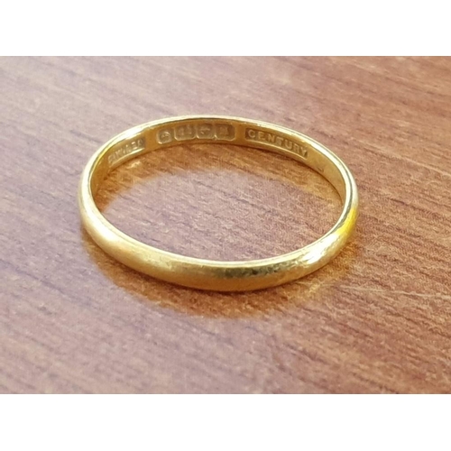 76 - 22ct Gold Ring / Wedding Band, Size K/L, Weight 1.9g