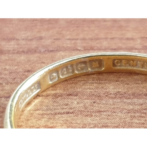 76 - 22ct Gold Ring / Wedding Band, Size K/L, Weight 1.9g