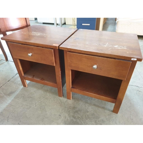 83 - Pair of Dark Wood Bedside Units with Drawers (2)