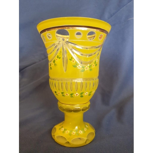 85 - Hand Painted Glass Goblet with Floral Decoration