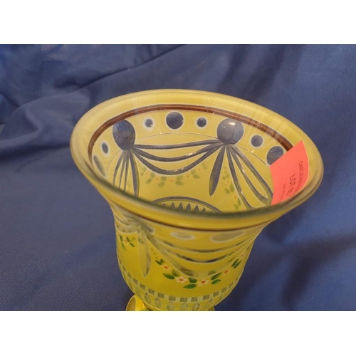 85 - Hand Painted Glass Goblet with Floral Decoration