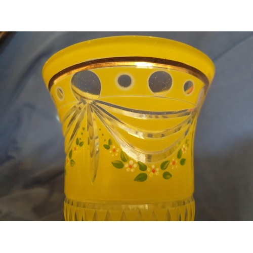 85 - Hand Painted Glass Goblet with Floral Decoration
