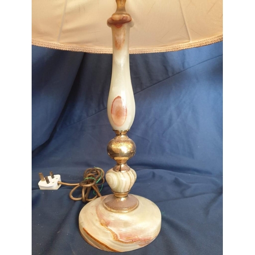 98 - Pair of Onyx Lamp Base with Cream Shades (2)