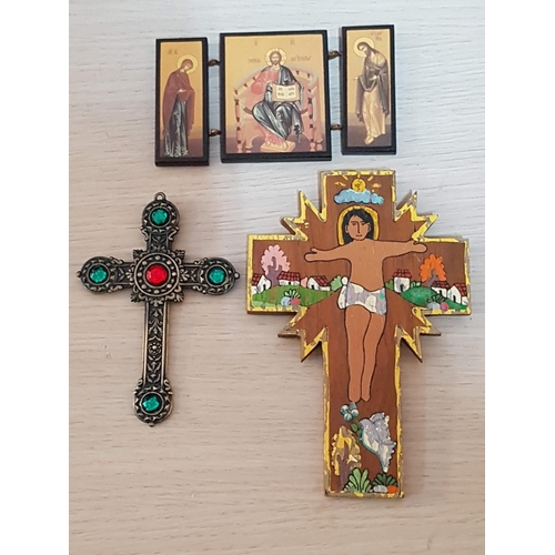 60A - Icon of Our Lade of Kazan (11cm x 13cm) & 4 x Others