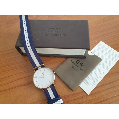 Daniel Wellington Gold Case Watch with Navy and White Strap watch-daniel-wellington-rose-  main image 4