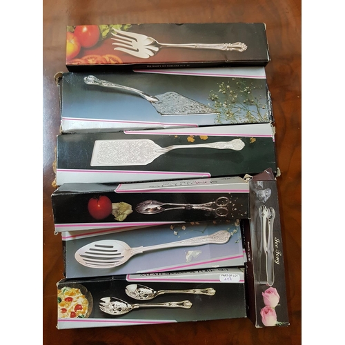 114 - Silver Plated Serving Cutlery; Salad Spoon & Fork Set, Sald Tongs, Pizza Server, Ice Tong, Vegetable... 