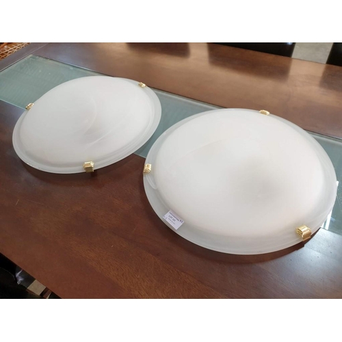 121 - Pair Round Glass Ceiling Lights (2)