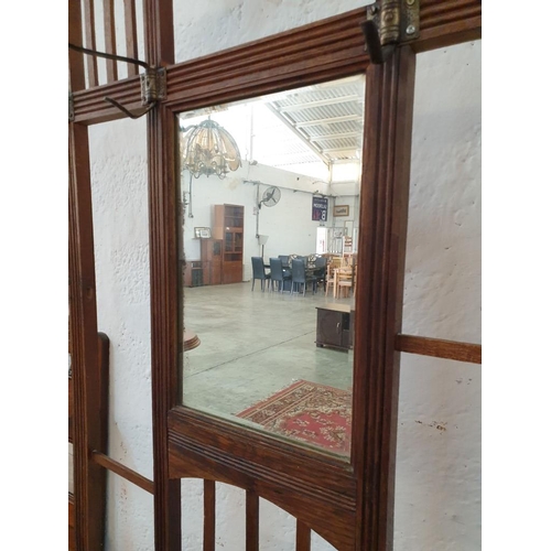 133 - Vintage Hallway Unit with Bevel Glass Mirror, Coat Hooks, Umbrella Stand and Lift - Up Drawer