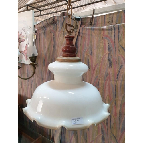 137 - Vintage Milk Glass Hanging Ceiling Light