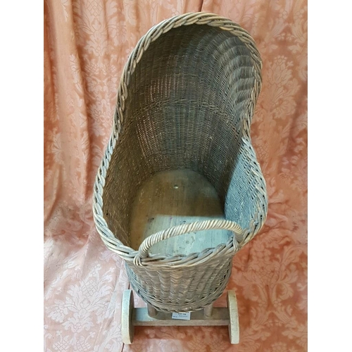 139 - Vintage Wicker Dolls Pushchair, Stamp ADA on Base