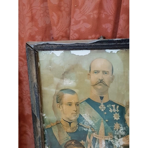 145 - Framed Antique Poster of Greek Royal inc George I (1863 - 1913), Konstantine I, Price George, Alexan... 