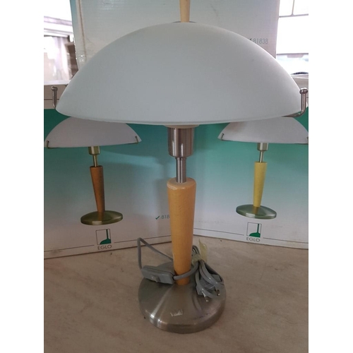 151 - Set of 3 x Bedside / Desk Modern Chrome / Wood / Glass Lamps