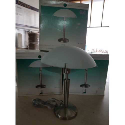 161 - Set of 3 x Bedside / Desk Modern Chrome / Glass Lamps