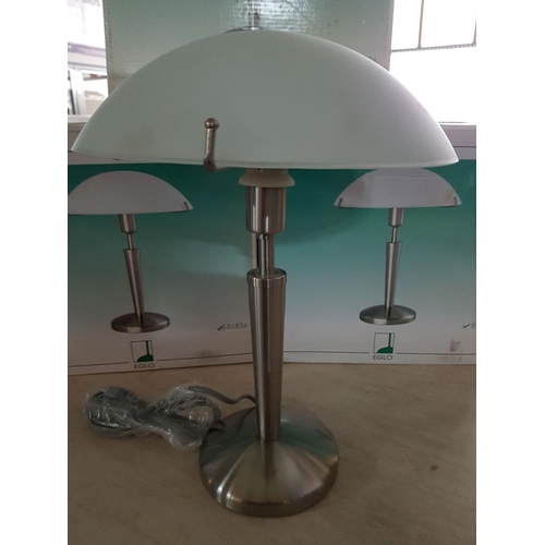 161 - Set of 3 x Bedside / Desk Modern Chrome / Glass Lamps