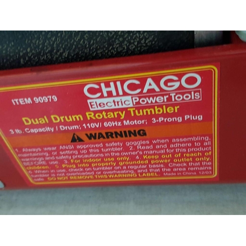 188 - Stone Polisher Chicago Dual Drum Rotary Tumbler (90979) with Extra, Approx 2kg Grit