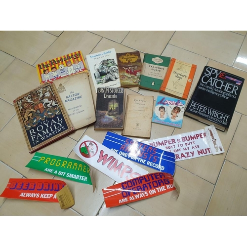 204 - Collection of Old Books and Bumper Stickers