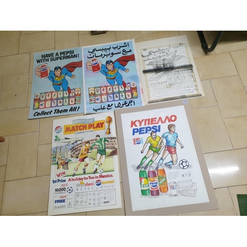 208 - 5 x Vintage Pepsi / Pepsi - Cola Advertising Posters inc 