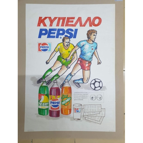 208 - 5 x Vintage Pepsi / Pepsi - Cola Advertising Posters inc 