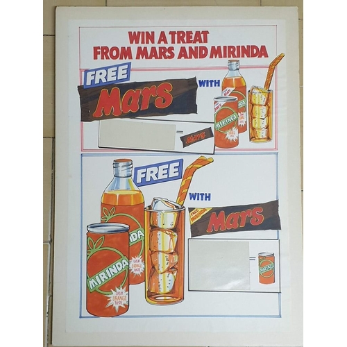 211 - Collection of 5 x Vintage Mirinda Drink Advertising Posters inc; World Cup, Free Mars, Big Oragne Si... 