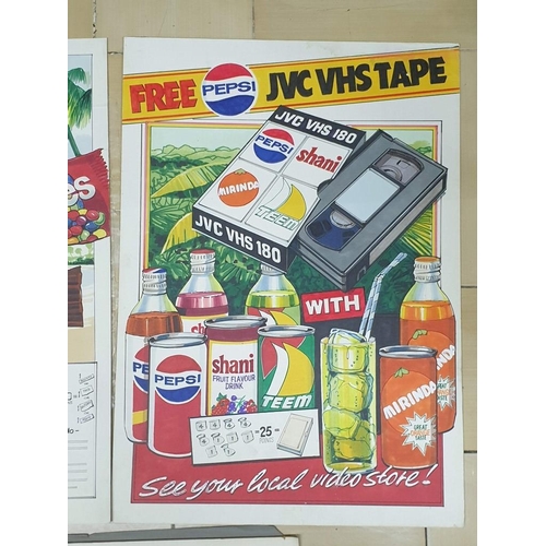 214 - Collection of 7 x X Vintage Shani, Teem and Miranda Drink Advertising Posters (Aprox 42cm x 59cm)